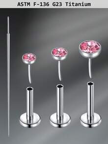 CIZME 4pcs Titanium Alloy Cubic Zirconia 20G Lip Studs, Daily Decoration; 6/7/8mm Flat Lip Rings, G23 Low Allergy Medusa Lip Studs; 2.5/3/4mm Cubic Zirconia Push-In Ear Cartilage Earrings, Lip Piercing Jewelry - Lip Studs - View 11