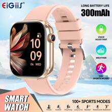 EIGIIS 男女智能手表，TWS 无线耳机，2.02 英寸全触摸屏，分辨率 320 * 385，300mAh 大电池，支持无线通话、信息提醒，兼容 iOS 和 Android 的智能手表，生日礼物