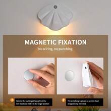 1pc Multi-Function Shell Decor Night Light, Motion Sensor Night Light, Magnetic Wall Light, USB Rechargeable LED Light, Suitable For Corridor, Cabinet, Staircase, Bedside, Convenient