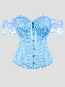 Women's Off Shoulder Jacquard Waist Corset Lace Strap Tops, Suitable For New Year Party, Valentine's Day, Holiday, Halloween Costume