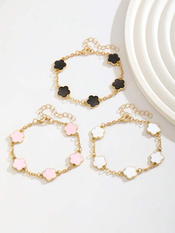 1 pieza Elegante brazalete de metal vintage con flor de cinco pétalos de estilo afortunado para niñas y niños, ideal para verano, viajes, uso diario, vacaciones, cumpleaños y vuelta al colegio