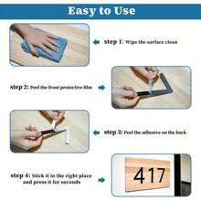 1pc 6" Stainless Steel Floating House Number, 152mm Metal Modern House Numbers #0-9, Outdoor Address Sign, Metal Door Number(Random Adhesive Pattern) - With Adhesive Backing - View 5