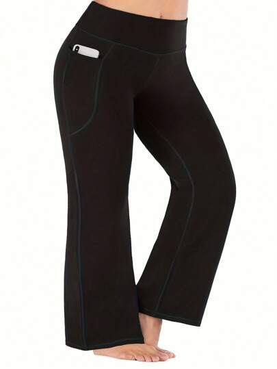 Women's Flared Yoga Pants High Waist Yoga Pants With Pockets Flared Work Pants Fitness Pants