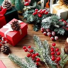 6/12/24 pezzi Bacche rosse artificiali e rami di pino innevati - profumo di rami di cedro natalizi per ghirlande e decorazioni natalizie, rami di pino in plastica per fai da te e decorazioni invernali, senza elettricità o batterie necessarie, Natale, decorazioni natalizie per la casa