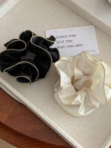 1 件女士缎面发圈、优质发带、马尾辫固定发饰、马尾辫固定器、发圈、发橡皮筋、发绳、发饰