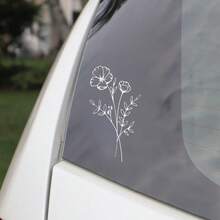 1pc Wildflower Car Stickers, Suitable For Windows, Back Notebooks, Computers, Luggage, Car Parts, Car Line Drawing Stickers, Bouquet Stickers And Ladies' Stickers - one-size - View 9