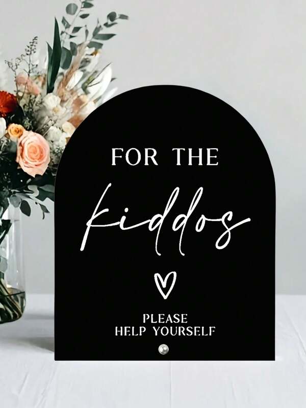 1pc [2D Flat] Wedding Decor Sign - "For The Kids" Acrylic Plaque, "DIY" Design, Ideal For Children's Events And Wedding Favors, Contemporary Style, Tabletop Display, Wedding Decor Sign | Unique Wedding Decor | Elegant Script Font, Wedding Decorations