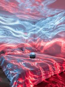 1pc Water Wave Pattern LED Ambient Projector Light With Remote Control, USB-Powered Modern Blue Hues Fantasy Theme Mood Lighting For Bedroom, Living Room, Holiday Gift, Contemporary Lighting, Usbpowered Light - 黑色 - 查看 4