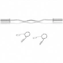 EZ Bar, EZ Curl Bar 4ft, Barbell Bar, Barbell Weight Bar With 2 Spring Clips - Style2 - View 4