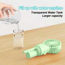 Handheld Misting Fan, Multi-Purpose For Portable Mini Mister Neck Fan, 1500mAh Desk Fan, 4 Speed Adjustable, Suitable For Women, Home, Office, Travel - Green - View 4