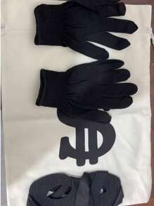 3pcs Costume Accessories Set, Including Dollar Sign Money Bag, Black Gloves, And Hat For Pirate/Burglar Role Play Outfit With Eye Mask Halloween