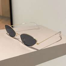 1 Pair Cat Eye Small Frame Ocean Lens Fashion Fashion Glasses, Metal Versatile For Street Style, Runway, Party, Best Gift Cat Eye Shape Shades