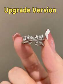 Anillo ajustable con diseño minimalista de estrella hueca de circonia, joyería celestial, anillo ajustable, hipoalergénico, perfecto para mujeres, ideal para combinar con atuendo de fiesta y casual, regalo perfecto de vacaciones y cumpleaños para familiares y amigos