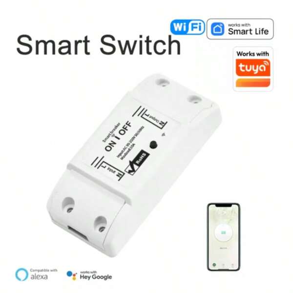 WiFi Interruptor Inteligente para Casa, Controle Sem Fio, Relé Disjuntor, Controle Remoto por Voz, Suporte Alexa,10A