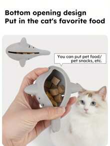 耐用硅胶互动猫狗玩具，带鱼形零食投放器 | 耐啃咬设计，可隐藏零食，磨牙娱乐，适合小型宠物，益智训练，无需电池