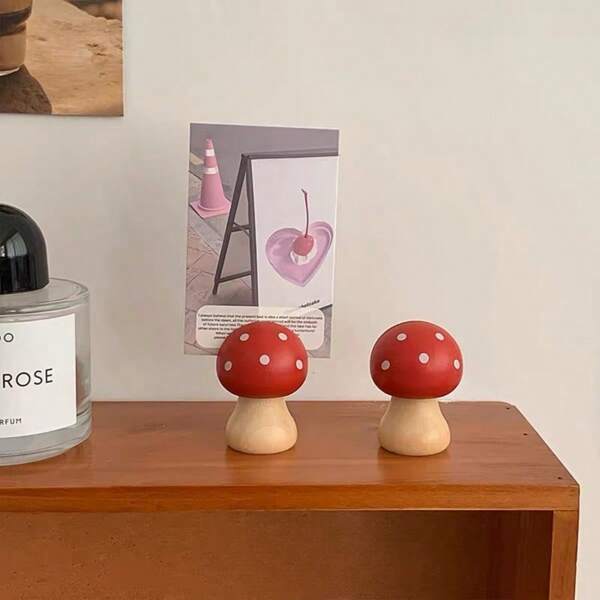 3 STÜCK/SET Holz Pilz Memo Clips Fotohalter Büro Nachrichtenhalter Süßer Schreibtisch Organizer