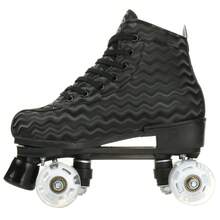 Gets Men's And Women's Zebra Print High Top Roller Skates, Men's And Women's Roller Skates 4 Wheels Shiny Roller Skates For Indoor And Outdoor Sports, With Shoe Bag, Suitable For Beginners And Roller Skaters - 黑色 - 查看 4