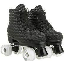 Gets Men's And Women's Zebra Print High Top Roller Skates, Men's And Women's Roller Skates 4 Wheels Shiny Roller Skates For Indoor And Outdoor Sports, With Shoe Bag, Suitable For Beginners And Roller Skaters - 黑色 - 查看 2
