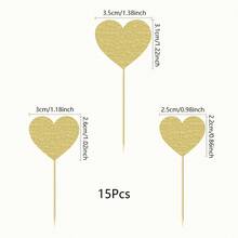 15/30 件闪光心形纸杯蛋糕装饰甜蜜爱情主题心形蛋糕挑选装饰婚礼订婚新娘送礼会生日情人节派对装饰