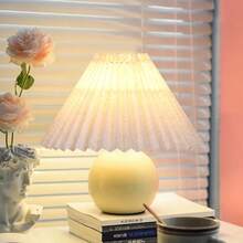1pc LED Warm Light Eye-Caring USB Powered Night Light, Nordic Ceramic Pleated Retro Desk Lamp, Cozy Atmosphere Lamp Suitable For Bedside, Bedroom Decor - Multicolor - View 18