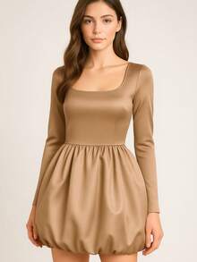 ✨ ¡VESTIDO GLOBO UNITALLA! ✨ Luce increíble sin sacrificar comodidad - Caqui - Ver 2