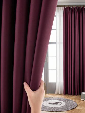 1pc Solid Color Modern Rayon Blackout Curtain, Rod Pocket Design, Suitable For Living Room And Bedroom - Sheer And Light Filtering Curtain, Living Room Curtain, Bedroom Curtain