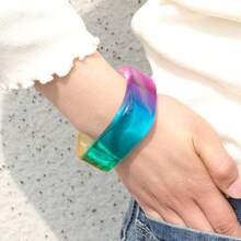 1 Pcs Iridescent Gradient Acrylic Cuff Bracelet  Statement Jewelry For Summer & Streetwear Looks - 彩色款式四 - 查看 3