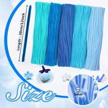 Blue Pipe Cleaner Set -250/500pcs, Thick Chenille Stems For Arts & Crafts, Perfect For Making Animals, Flowers, And Festive Decorations,Pipe Cleaners For Flowers, Craft Supplies Kit, Ideas For Art Project Activity. - Blue - View 3