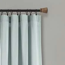 Linen Button Window Curtain Panels Single Dark Linen 40X84 Halloween-Fall Decor-Room Decor - Blue/White - View 4