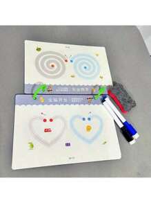 1 Set Reusable Educational Workbook With 2 Pens And 1 Eraser Board - Perfect For Children Drawing And Control Training, 2025 New Year Gifts, Christmas Gifts