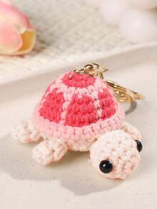 1pc Cute Handmade Crochet Turtle Keychain, Mini Plush Turtle Pendant Ornament, Knitted Keyring Charm For Women, Bags, Cars - Multicolor - View 10