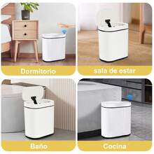 Botes de Basura,8L Cubo De Basura Automático Con Sensor Para Baño,Cubo de Basura de Plástico,Botes de Basura Inteligente,inteligente con tapa,para Inodoro (Blanco con borde negro) - 1 - Ver 8