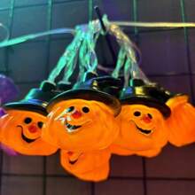 1 个 1.5M10LED/3M20LED 万圣节电池盒灯串，不含电池，具有南瓜、鬼、鬼眼、骷髅头等多种组合。万圣节装饰，适用于派对、房间和节日装饰万圣节装饰灯家居装饰派对装饰万圣节装饰房间装饰万圣节花园装饰礼物仙女