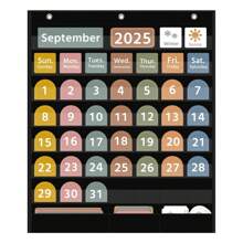 1 件大号学生教室日历口袋挂袋,日历挂袋带有日期、月份、年份、星期、天气学习卡,适用于教室、学校、家庭学习 - A - 查看 15