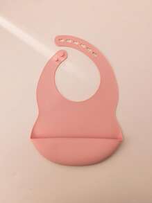 PopLittleOne 1 pieza Babero de silicona para bebé de unicolor, vajilla para bebé, babero ajustable para bebé, artículos de alimentación y entrenamiento para bebé, babero impermeable para bebé