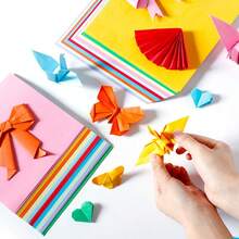 100 Bright Square Origami Sheets - Colorful Handmade Paper For Artistic Creation, Perfect For Paper Cranes And Decorative Design, With A Bright Multi-Color Option, Paper Art DIY Origami, Paper-Cutting, Handmade Colored Paper, Multiple Colors, Suitable For Handcrafting And Painting Cutting,For School Supplies,Back To School - Multicolor - View 5