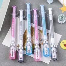 6 Farben, zufälliger Nadel-Röhren-Formstift, 0,38 mm kreative Simulation Nadel-Röhren-Form Schülerspaß Stift, Medizinisches Personal Unterschrift Schreiben Gelstift, Stift, Bürobedarf, Stifte