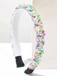 1 件巴洛克风格甜美糖果色水钻编织头带，适合女性的百搭发饰，发带，发箍，发饰 - 彩色 - 查看 5