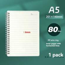 Promoção de Materiais Escolares, Caderno com Capa Transparente de PP, Bloco de Notas em Branco, Tamanhos A4, A5, B5, A6, Cadernos Espirais, Papel de Caderno em Branco com Grade Horizontal, Cadernos Espirais para Estudantes