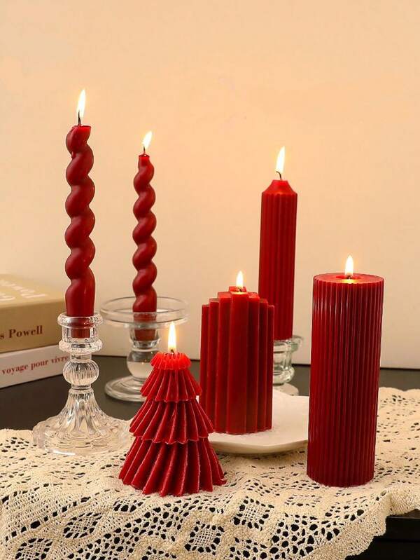 Christmas Aromatherapy Candle Center Decoration, Multiple Home Decoration Candles, Red Christmas Slender Candles, Suitable For Christmas Gift Decoration, Women's Gifts, Close Friend Gifts, Winter Gifts