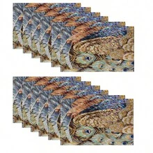 1/4/6 piezas Manteles individuales lavables de lino con estampados, salvamanteles protectores para mesa de interior y exterior, adecuados para vacaciones, fiestas, cocina