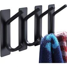 Timotech Ganchos Adhesivos para Pared, Ganchos de Baño, Gancho para Toallas, Ganchos Adhesivos de Pared para Toallas, Abrigo,, Toallas para Baño, Cocina, 4 unidades de Acero Inoxidable. (Negro) - Negro - Ver 6