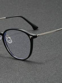 1 Pair Men's 2025 Daily Wear Round Frame Retro Personalized Fashion Non-Prescription Glasses, Suitable For Computer Office, Decoration, Daily Outfit