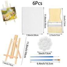 6 bucăți din lemn, inclusiv șevalet + tablă de desen + paletă + pensulă + pensulă de ulei, suport de șevalet pentru pictură, pânză, artă și meșteșuguri - design trepied, afișaj portabil pe desktop pentru opere de artă, fotografii și semne, pentru rechizite școlare, înapoi la școală