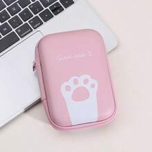 Cute Cat Paw Design Cable Organizer Pouch, Portable Carrying Case For 20W Fast Charging Cable, Earphones, Compatible With Apple Phone - Pink - View 6