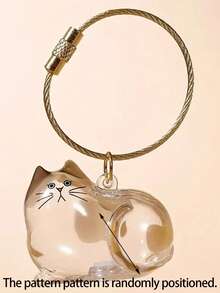 1pc Cute Cartoon Cat Keychain - Clear Oval Keychain Bag Ornament, Suitable For Cat Lovers And Pet Owners Battery-Free Gifts School Car Accessories Goth Y2k - Multicolor - View 17