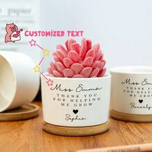 1 件定制陶瓷文字花盆，个性化感谢您帮助我种植花盆，教师欣赏，定制多肉花盆，送给老师的花盆，新年礼物，教师礼物，返校礼物，独特，圣诞节的理想礼物