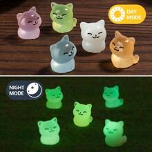 1-Pack Luminous Mini Cat Statue - Cute Resin Kitten Statue, Suitable For Home And Car Decoration, Perfect Holiday Gift, Random Color
