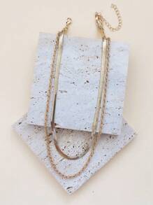 Conjunto de collar de doble capa a la moda, con cadena retorcida emparejada con cadena de hueso de serpiente, joyería para uso diario y vacaciones