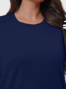 SUPEKYKO 大码女式短袖T恤 - 宽松运动上衣，适合健身、瑜伽和休闲穿着 | 四季皆宜 - 藏蓝色 - 查看 9